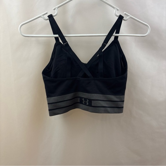 Under Armour Sports Bra Women's Sz L Black Gray Sports Wear Gym Yoga Compression - Picture 5 of 6